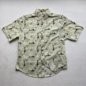 Royal Palm Men Large Hawaiian Shirt Nautical Fishing Anchor Boat Swordfish
